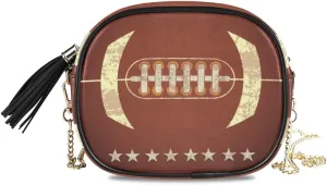 ALAZA Women's Grunge American Football Star Fashion Purses Bag with Metal Chain Strap for Travel Shopping