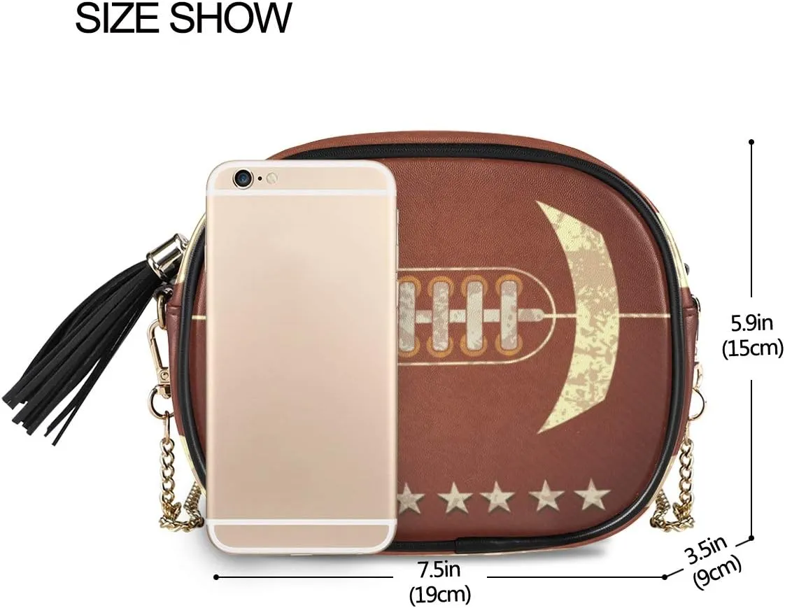 ALAZA Women's Grunge American Football Star Fashion Purses Bag with Metal Chain Strap for Travel Shopping