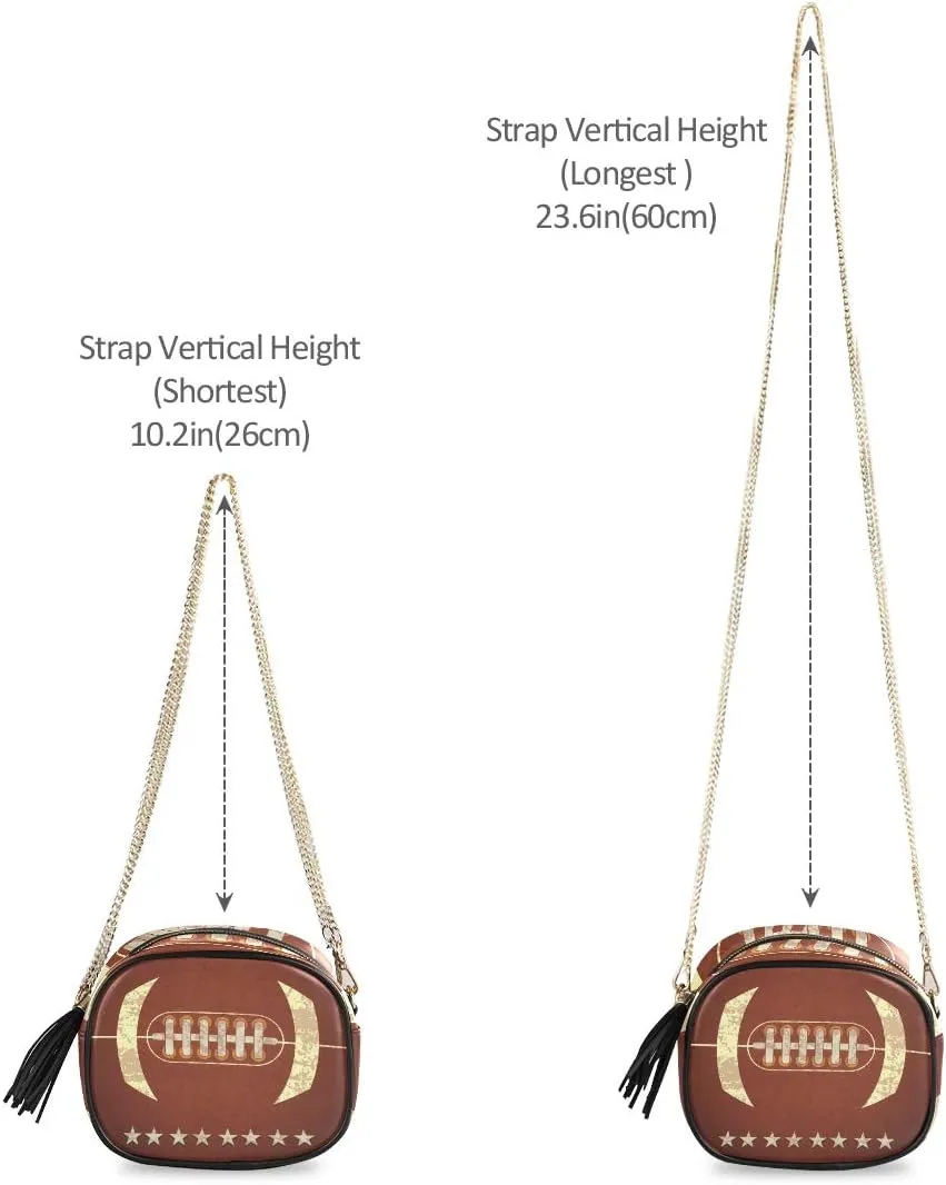 ALAZA Women's Grunge American Football Star Fashion Purses Bag with Metal Chain Strap for Travel Shopping