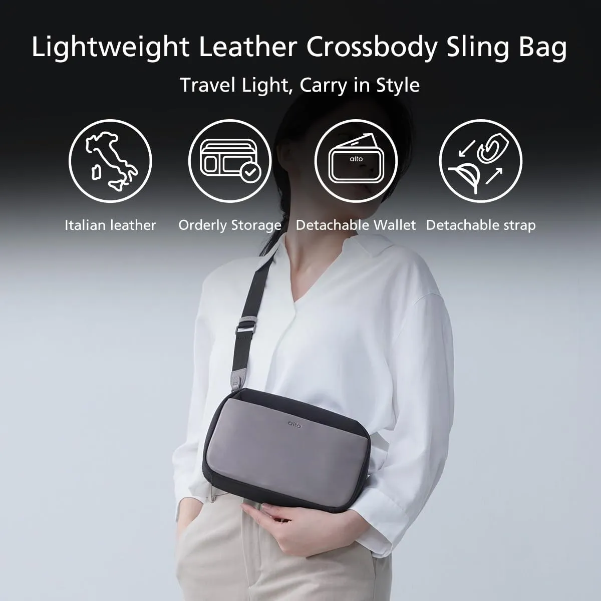 alto Italian Leather Crossbody Travel Bag, Electronics Organizer Case, Portal Electronic Tech Pouch for Essenials Storage