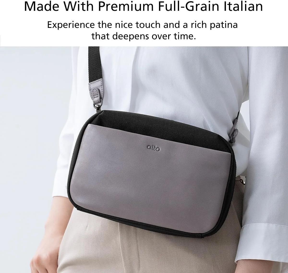 alto Italian Leather Crossbody Travel Bag, Electronics Organizer Case, Portal Electronic Tech Pouch for Essenials Storage