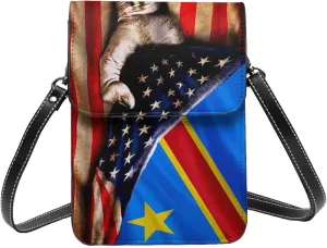 America And Democratic Republic Of Congo Flag Small Crossbody Bag Is A Shoulder Bag Designed For Women And Girls Cell Phone Crossbody Wallet Purses With Card Slots Adjustable Strap