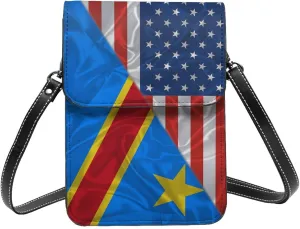 America And Democratic Republic Of Congo Triangle Flag Small Crossbody Bag Is A Shoulder Bag Designed For Women And Girls Cell Phone Crossbody Wallet Purses With Card Slots Adjustable Strap
