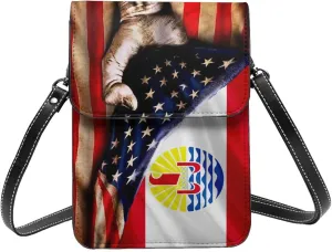 America And French Polynesia Polynesians Flag Small Crossbody Bag Is A Shoulder Bag Designed For Women And Girls Cell Phone Crossbody Wallet Purses With Card Slots Adjustable Strap