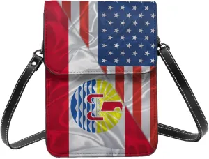 America And French Polynesia Polynesians Triangle Flag Small Crossbody Bag Is A Shoulder Bag Designed For Women And Girls Cell Phone Crossbody Wallet Purses With Card Slots Adjustable Strap