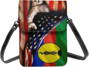 America And New Caledonia New Caledonian Flag Small Crossbody Bag Is A Shoulder Bag Designed For Women And Girls Cell Phone Crossbody Wallet Purses With Card Slots Adjustable Strap