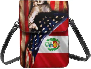 America And Peru Peruvian Flag Small Crossbody Bag Is A Shoulder Bag Designed For Women And Girls Cell Phone Crossbody Wallet Purses With Card Slots Adjustable Strap