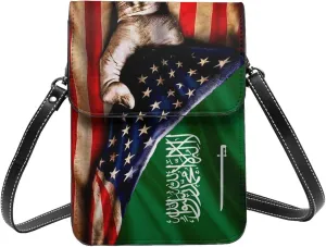 America And Saudi Arabia Saudi Arabian Flag Small Crossbody Bag Is A Shoulder Bag Designed For Women And Girls Cell Phone Crossbody Wallet Purses With Card Slots Adjustable Strap