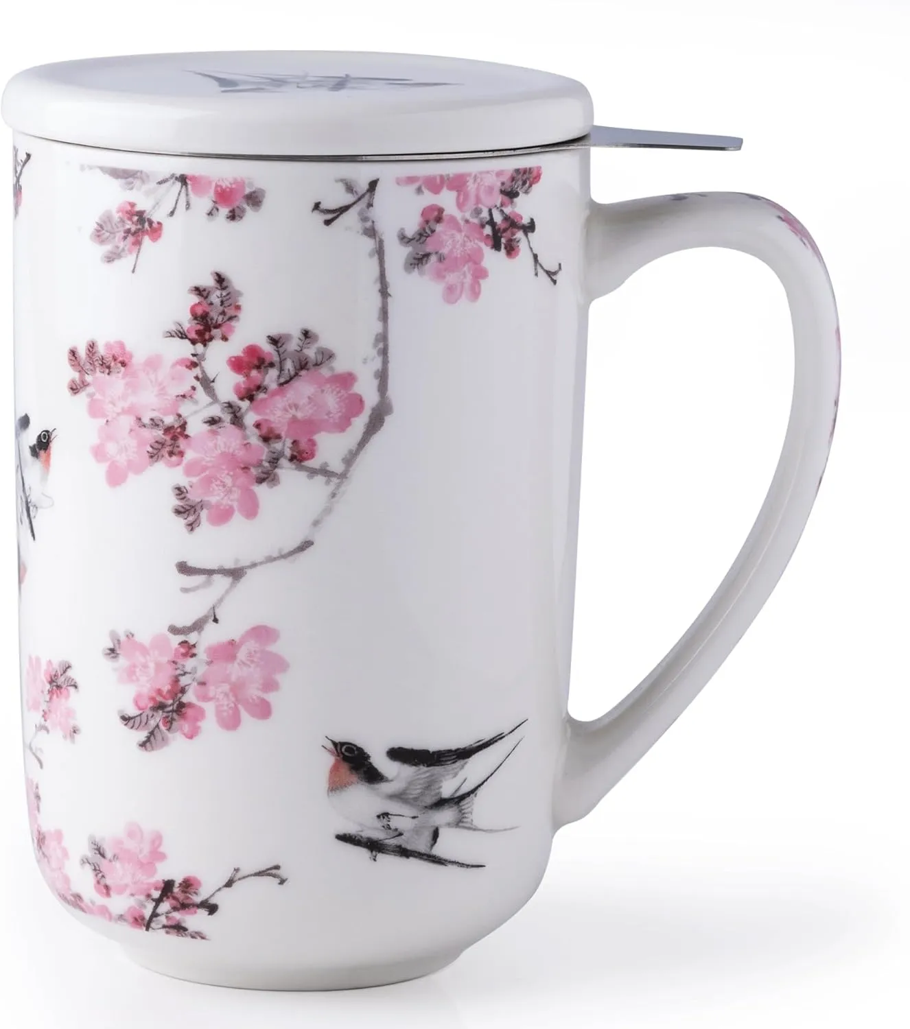 AmorArc Porcelain Tea Mug with Infuser and Lids, 18 Oz Coffee Cup Strainer with Bag Holder for Loose Leaf Tea, Steeping Coffee Mug for House-warming Wedding Birthday Gift