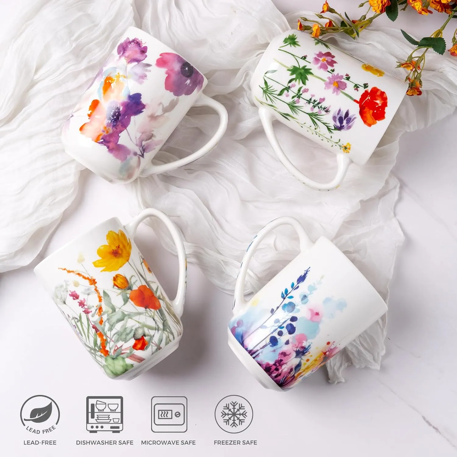 AmorArc Porcelain Tea Mug with Infuser and Lids, 18 Oz Large Cup Strainer with Bag Holder for Loose Leaf Tea, Steeping Coffee Mug for House-warming Wedding Birthday Gift