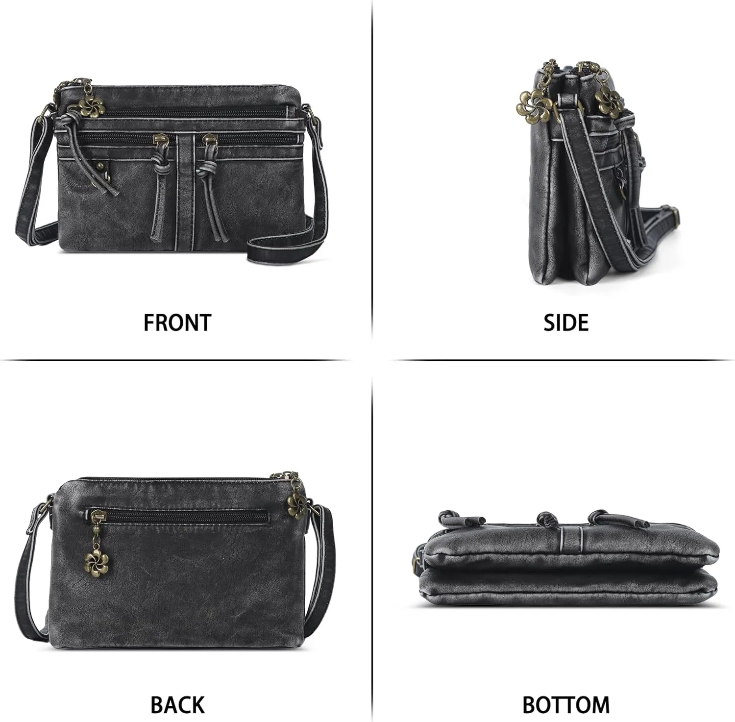 Angel Kiss Small Crossbody Bag for Women Leather Crossbody Purse Triple Compartments Cell Phone Purse Shoulder Bags for Women