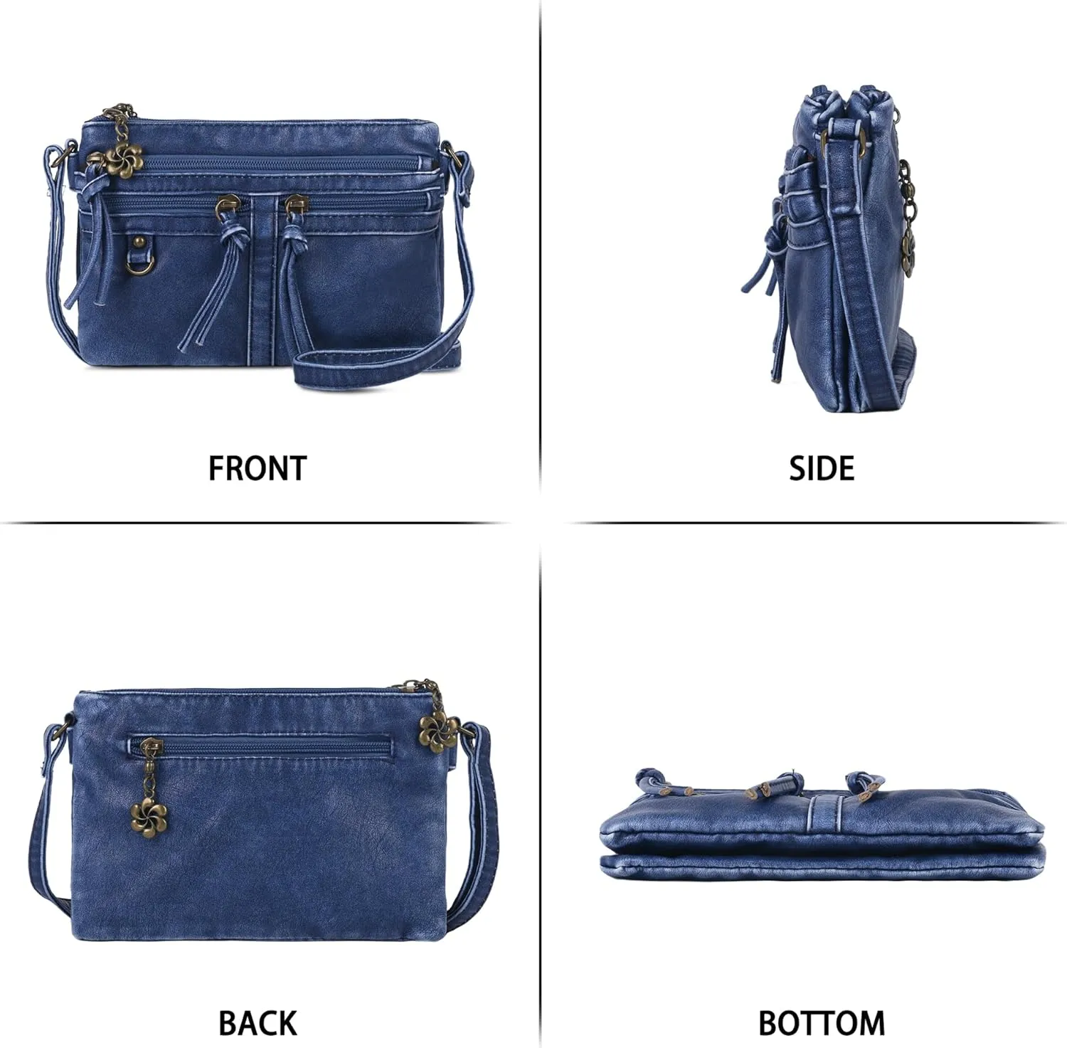 Angel Kiss Small Crossbody Bag for Women Leather Crossbody Purse Triple Compartments Cell Phone Purse Shoulder Bags for Women