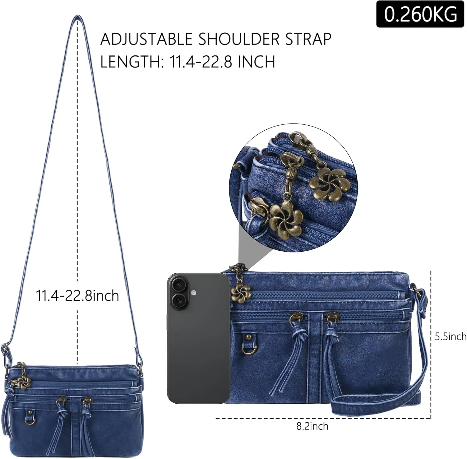 Angel Kiss Small Crossbody Bag for Women Leather Crossbody Purse Triple Compartments Cell Phone Purse Shoulder Bags for Women