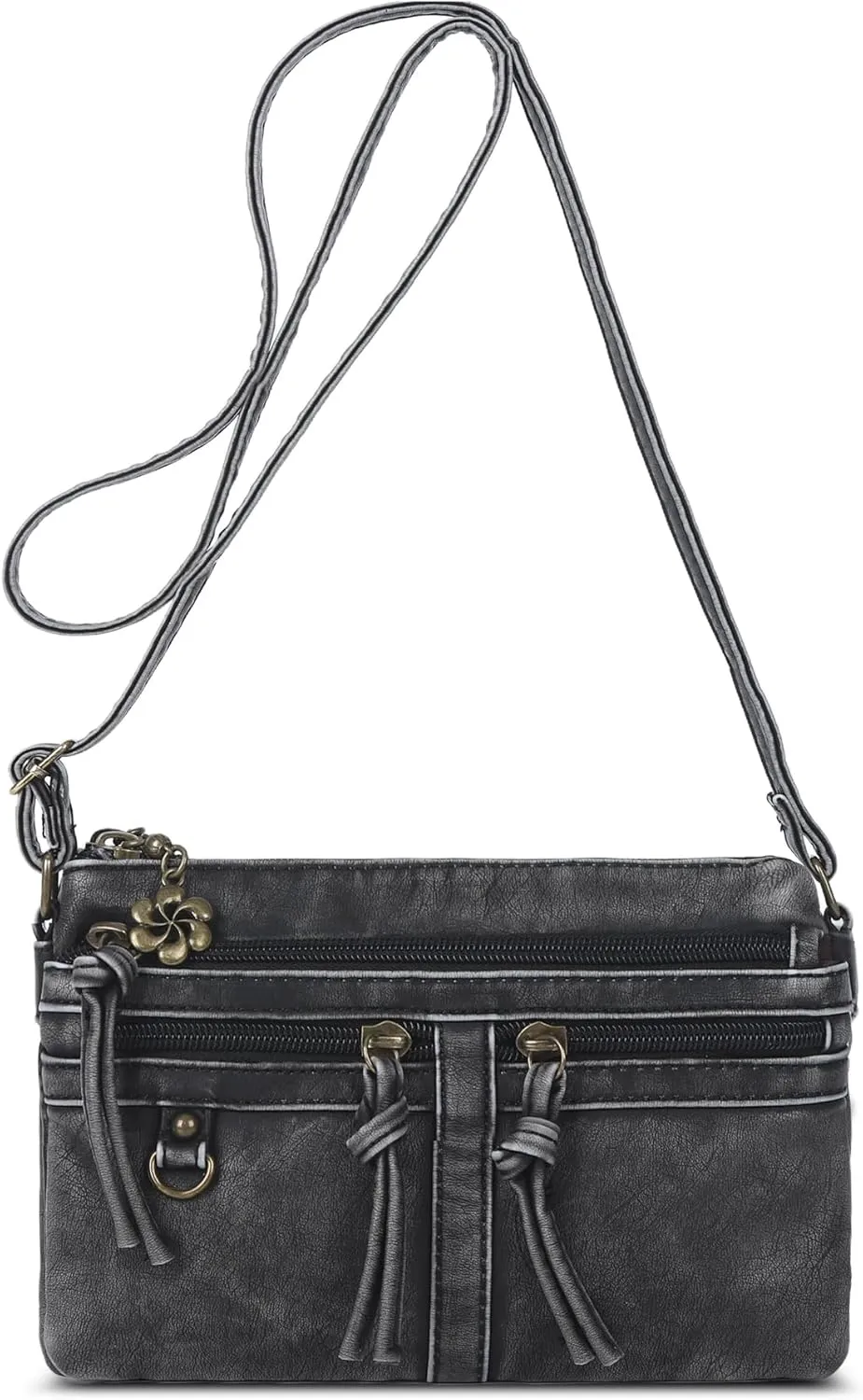 Angel Kiss Small Crossbody Bag for Women Leather Crossbody Purse Triple Compartments Cell Phone Purse Shoulder Bags for Women