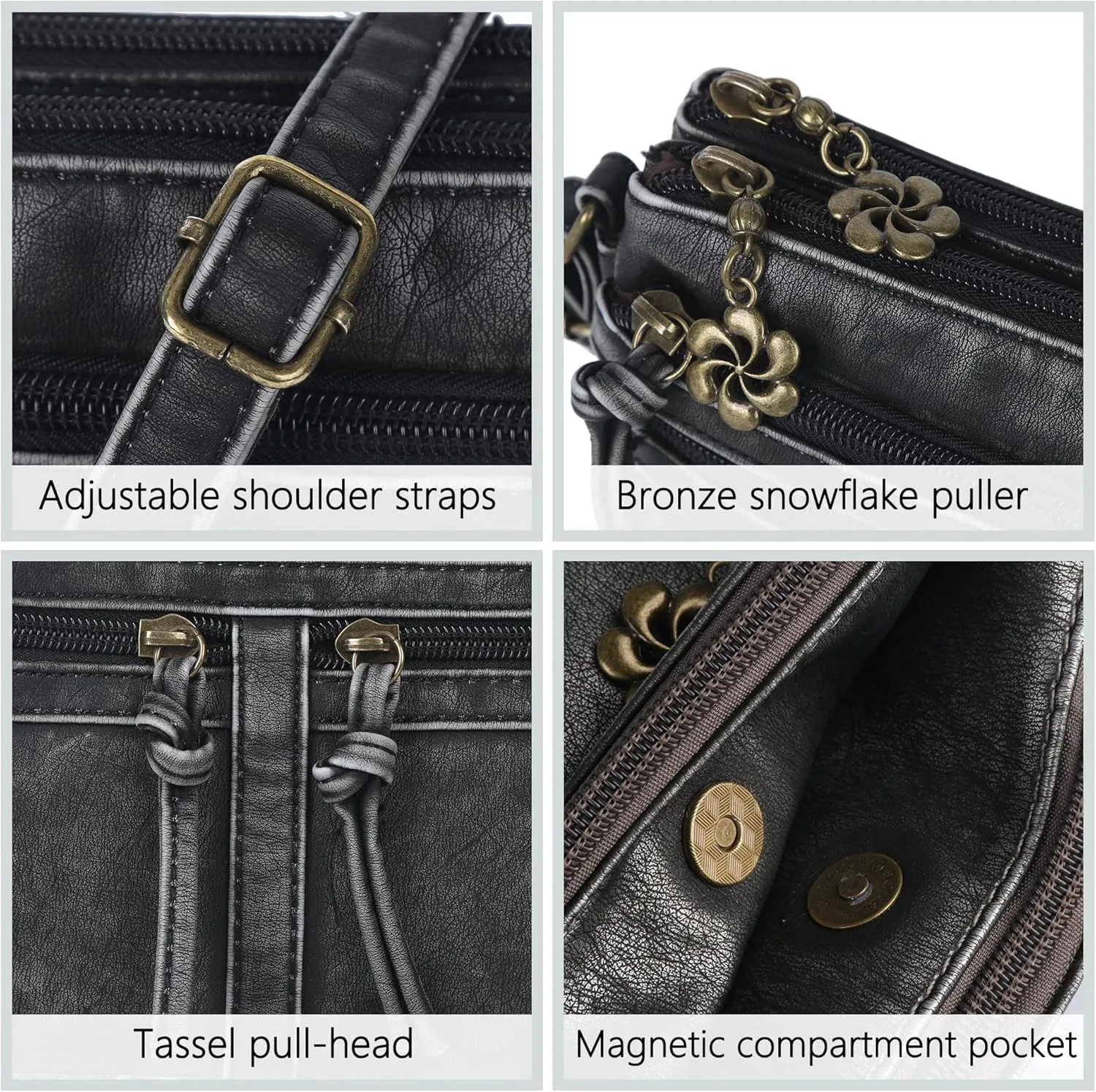 Angel Kiss Small Crossbody Bag for Women Leather Crossbody Purse Triple Compartments Cell Phone Purse Shoulder Bags for Women
