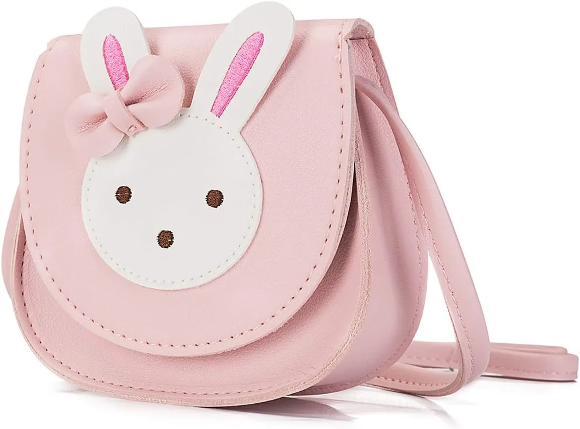 ANKOMINA Little Girls Purse Cute Cartoon Bunny Rabbit Cat Crossbody Shoulder Bag Coin Wallet Handbag for Kids Toddlers