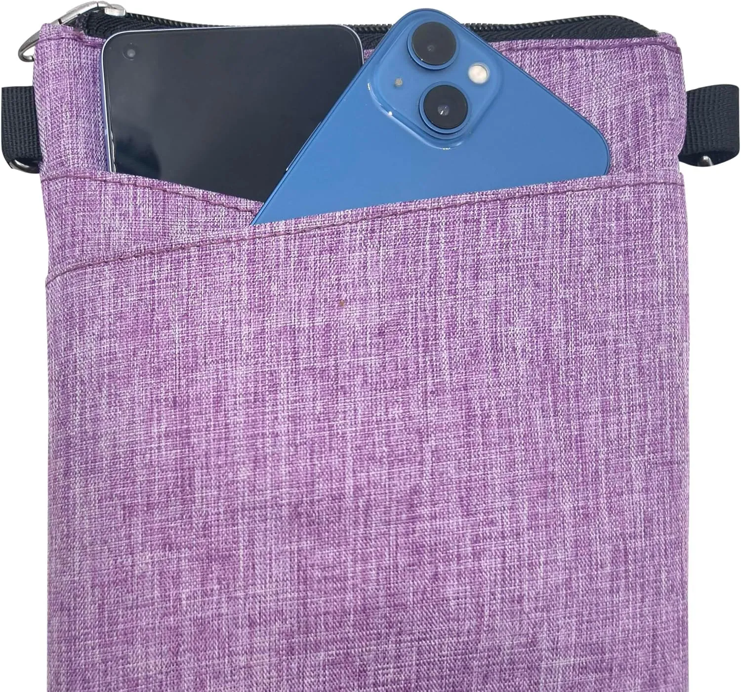 Anti-theft 3 Zipper Crossbody Detachable Strap Credit Card Holder
