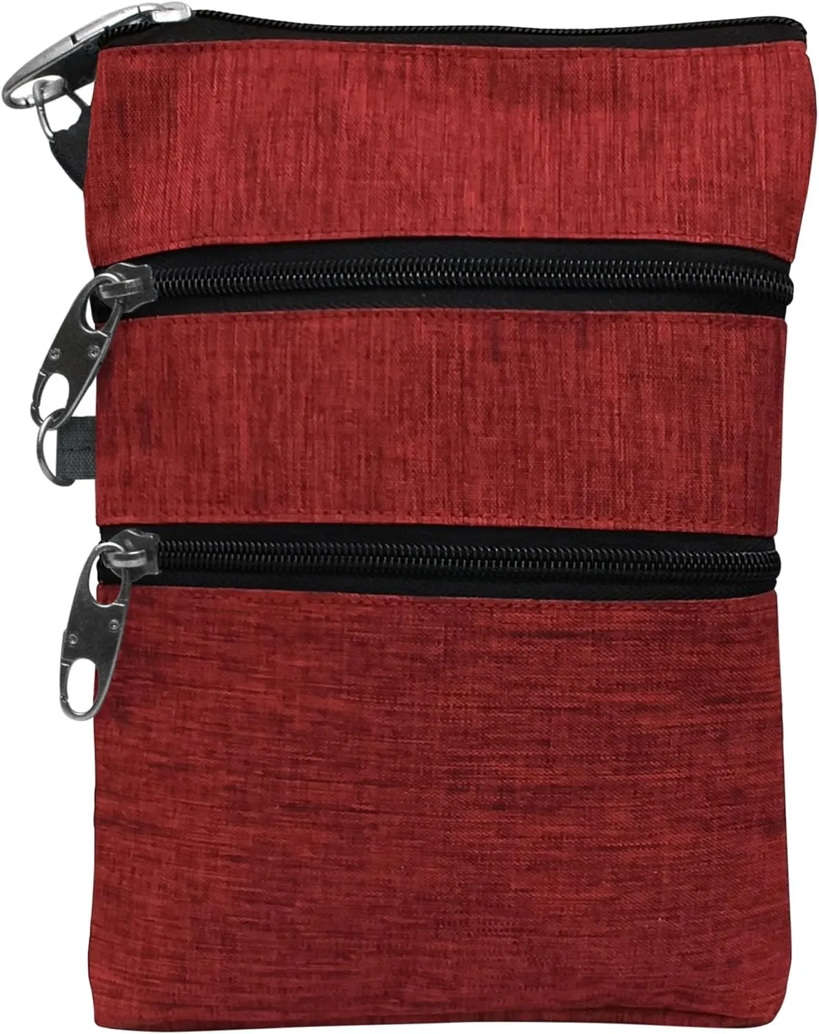 Anti-theft 3 Zipper Crossbody Detachable Strap Credit Card Holder