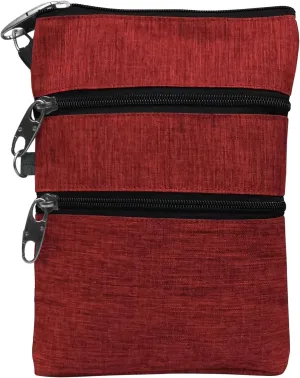 Anti-theft 3 Zipper Crossbody Detachable Strap Credit Card Holder