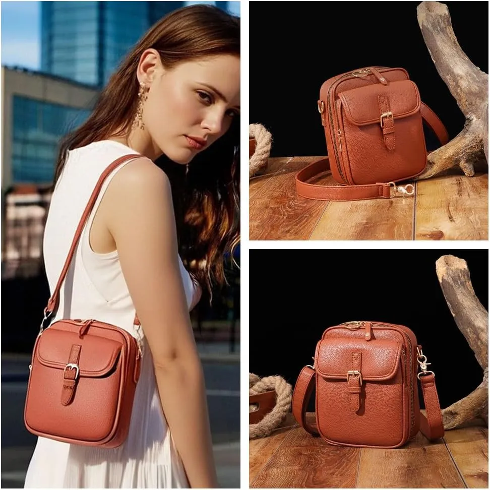 Anti-Theft Retro Design Upgrade Double Layer Large Capacity Mini Messenger Bag With 10 Card Slots and Anti-Theft Zipper