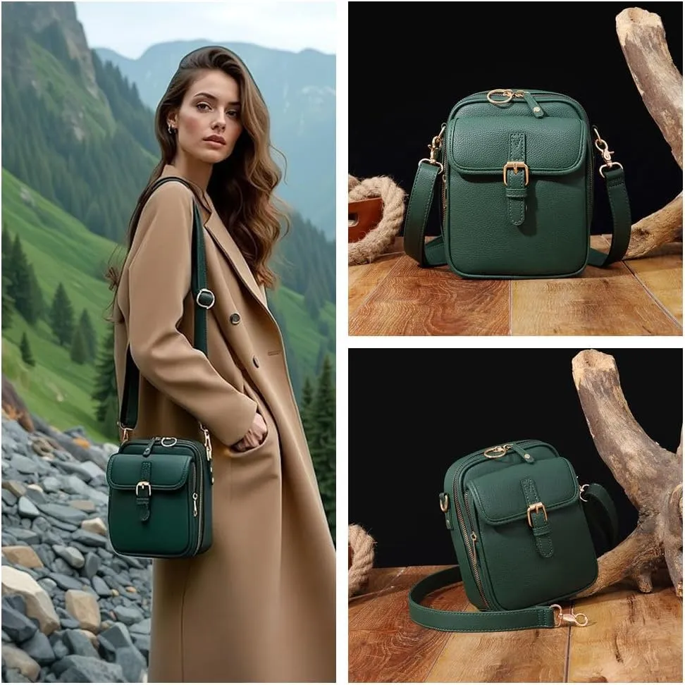 Anti-Theft Retro Design Upgrade Double Layer Large Capacity Mini Messenger Bag With 10 Card Slots and Anti-Theft Zipper