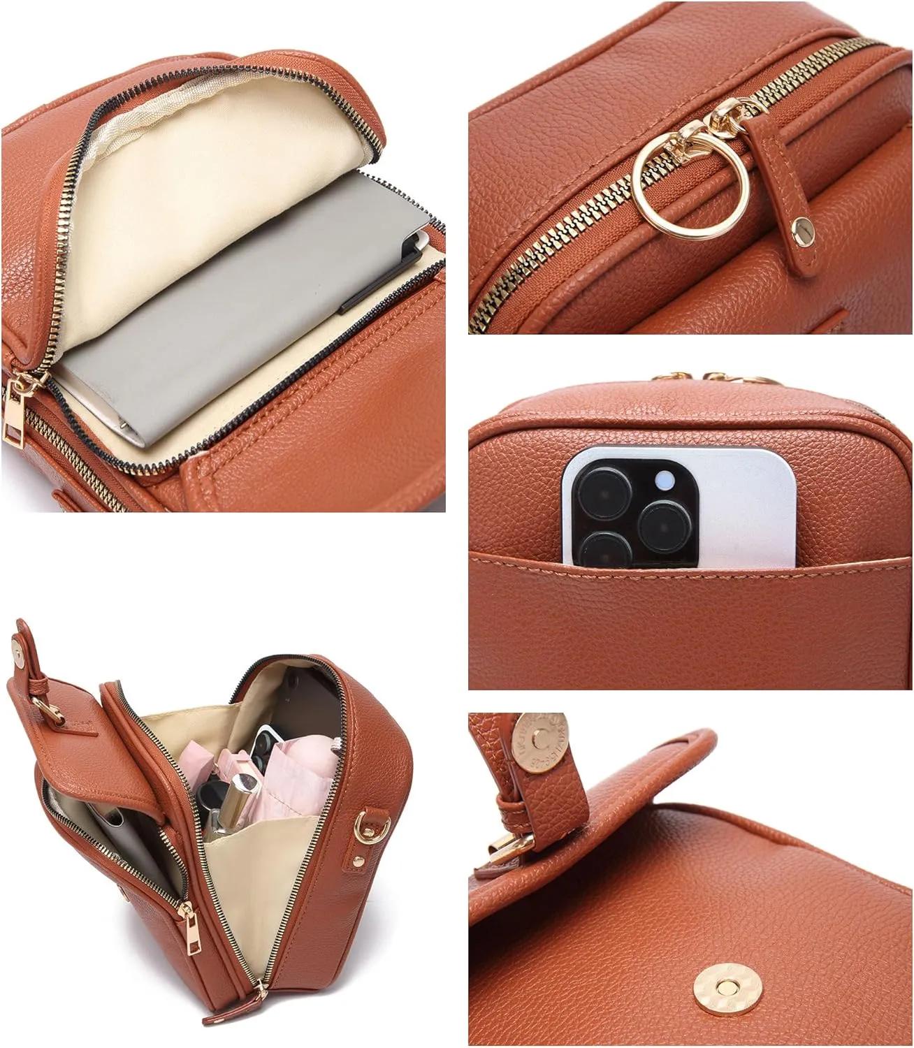 Anti-Theft Retro Design Upgrade Double Layer Large Capacity Mini Messenger Bag With 10 Card Slots and Anti-Theft Zipper
