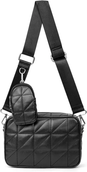 AOCINA Quilted Crossbody Bags for Women with Coin Purse Soft Leather Crossbody Purse Small Shoulder Handbags