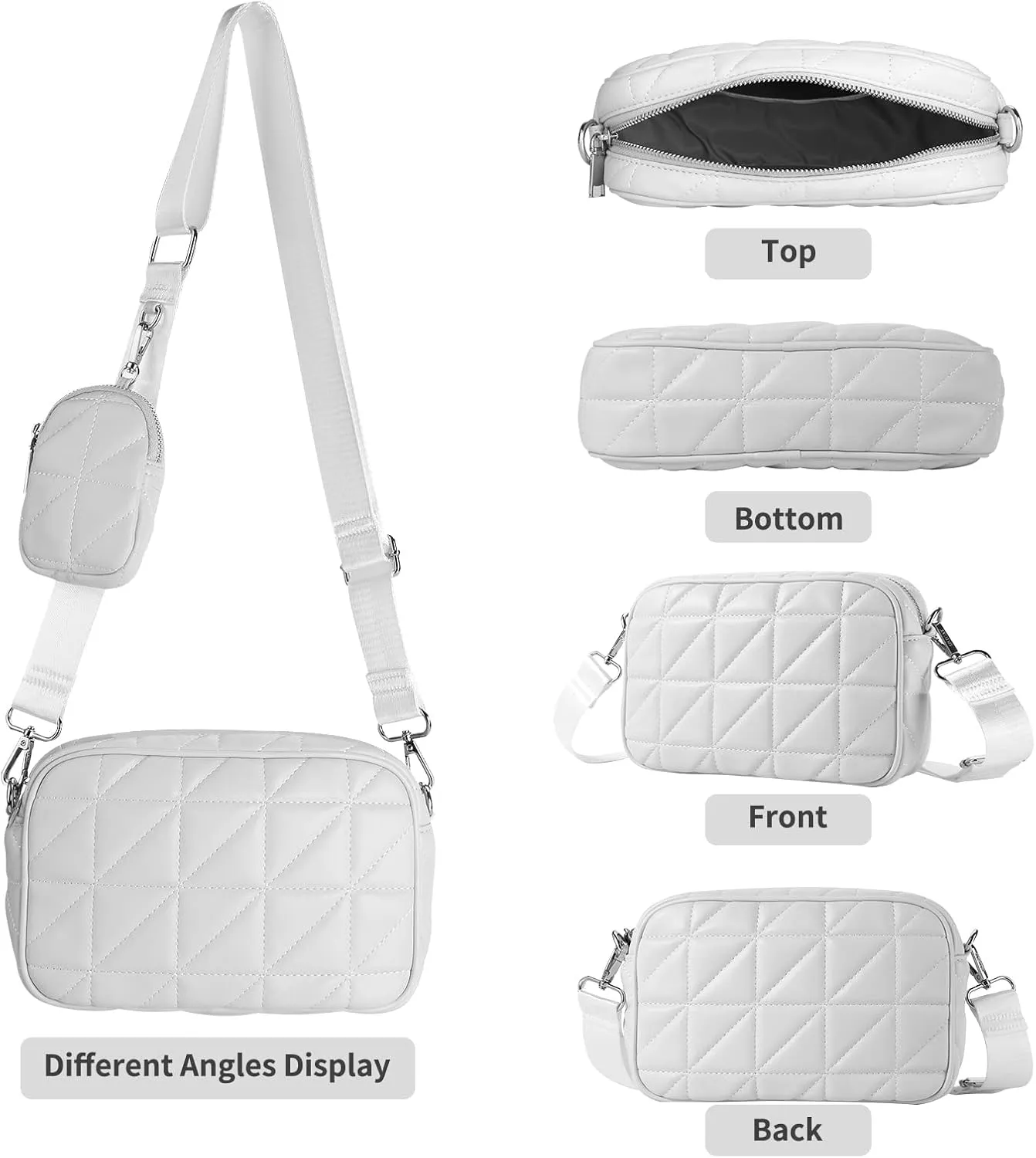 AOCINA Quilted Crossbody Bags for Women with Coin Purse Soft Leather Crossbody Purse Small Shoulder Handbags