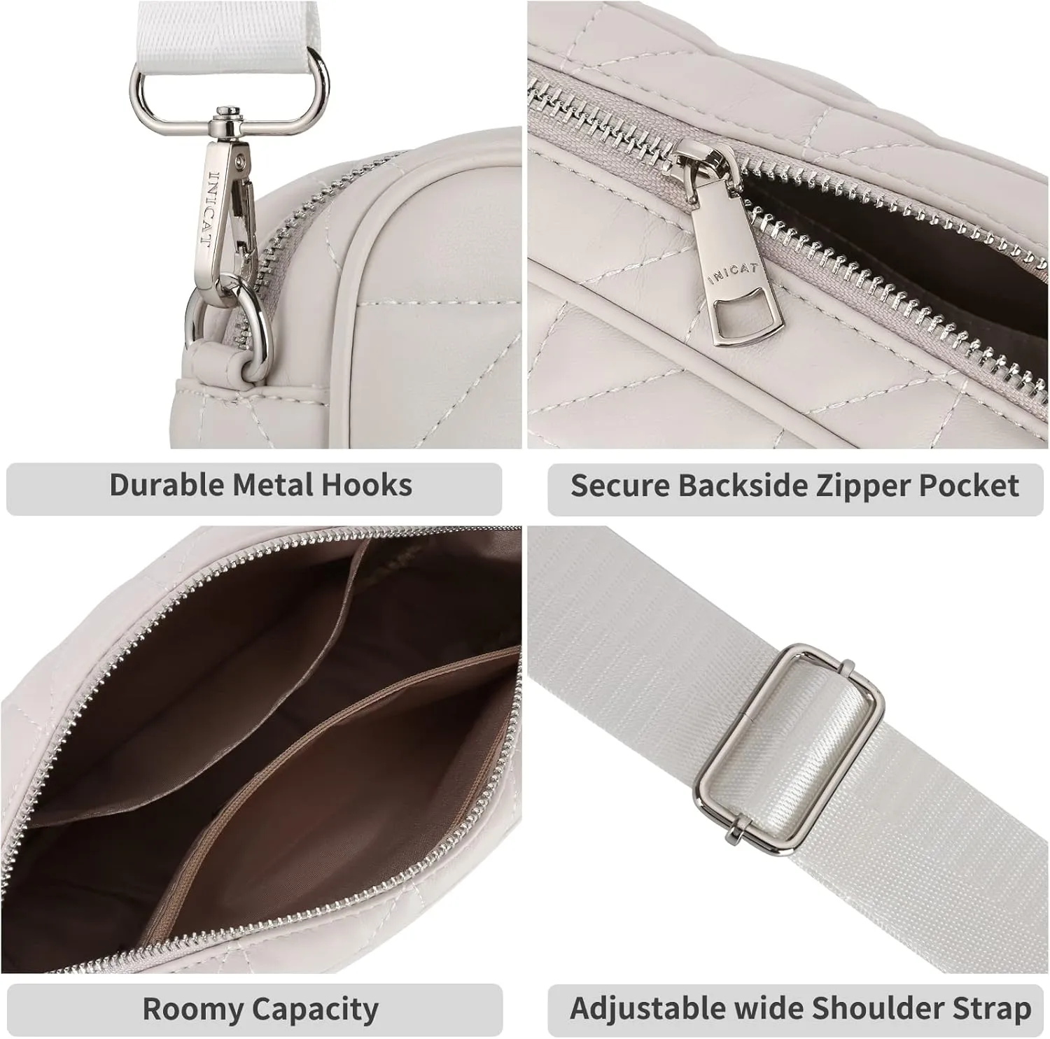AOCINA Quilted Crossbody Bags for Women with Coin Purse Soft Leather Crossbody Purse Small Shoulder Handbags