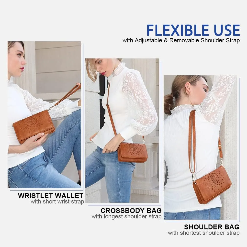 APHISON Crossbody Bags For Women,Wristlet Wallet Phone Purse Shoulder handbags Multi-Function Small RFID Clutch Card Holder