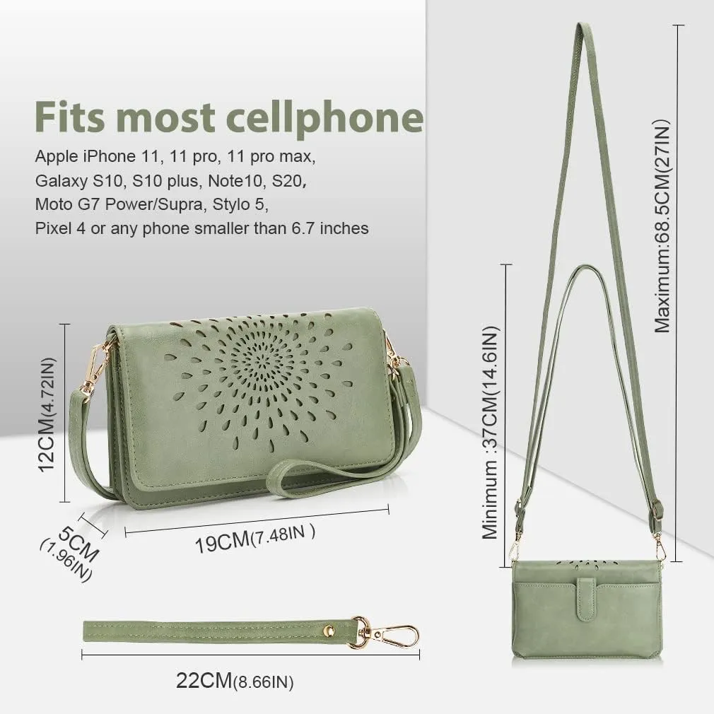 APHISON Crossbody Bags For Women,Wristlet Wallet Phone Purse Shoulder handbags Multi-Function Small RFID Clutch Card Holder