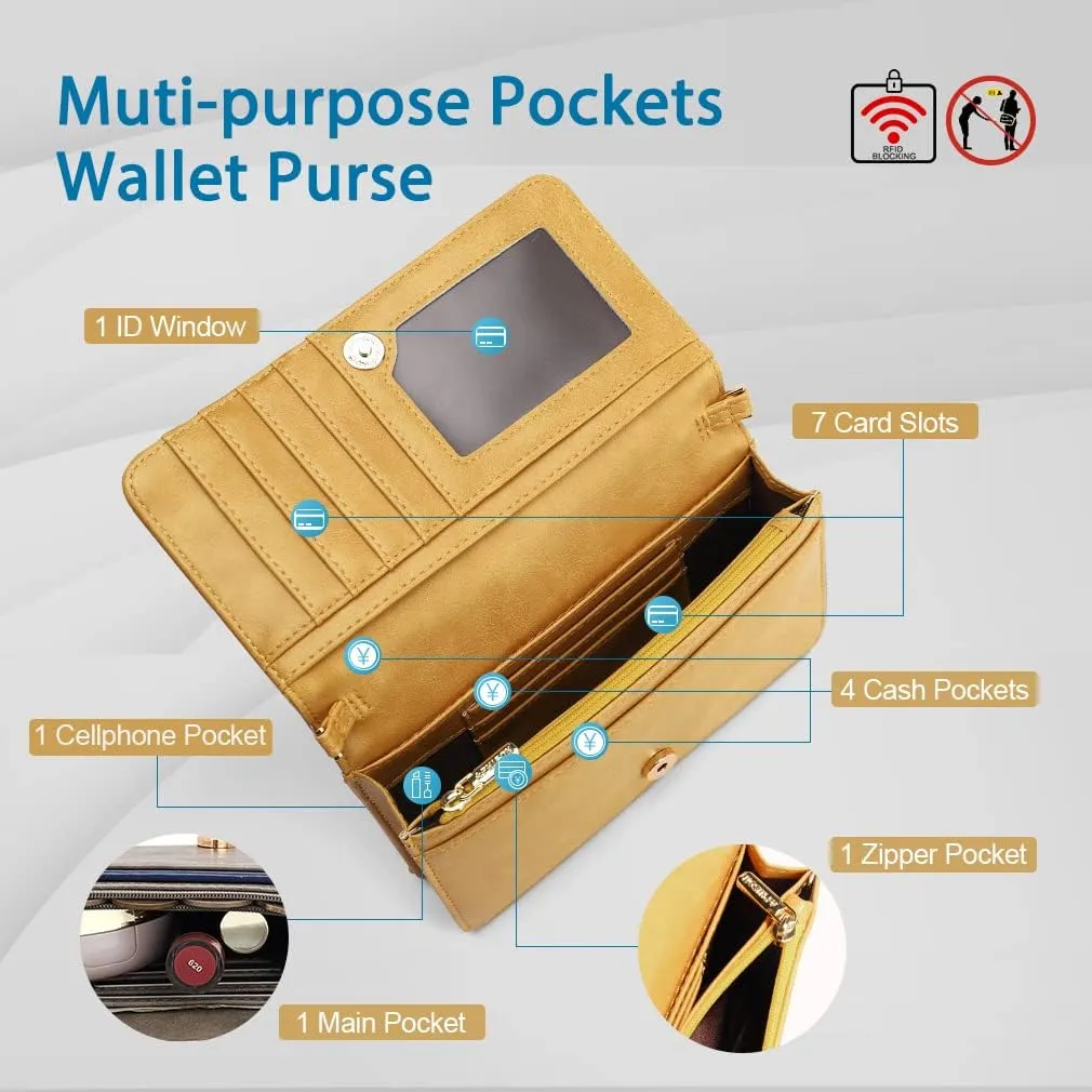 APHISON Crossbody Bags For Women,Wristlet Wallet Phone Purse Shoulder handbags Multi-Function Small RFID Clutch Card Holder