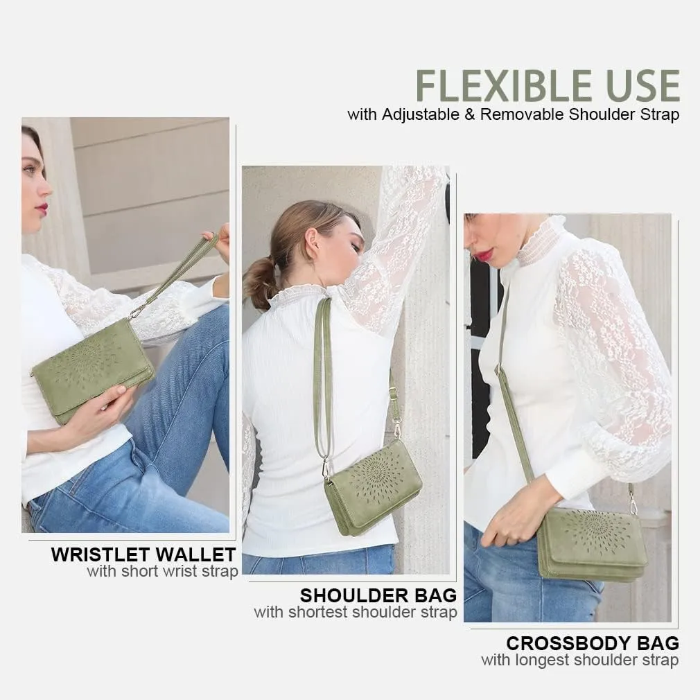 APHISON Crossbody Bags For Women,Wristlet Wallet Phone Purse Shoulder handbags Multi-Function Small RFID Clutch Card Holder