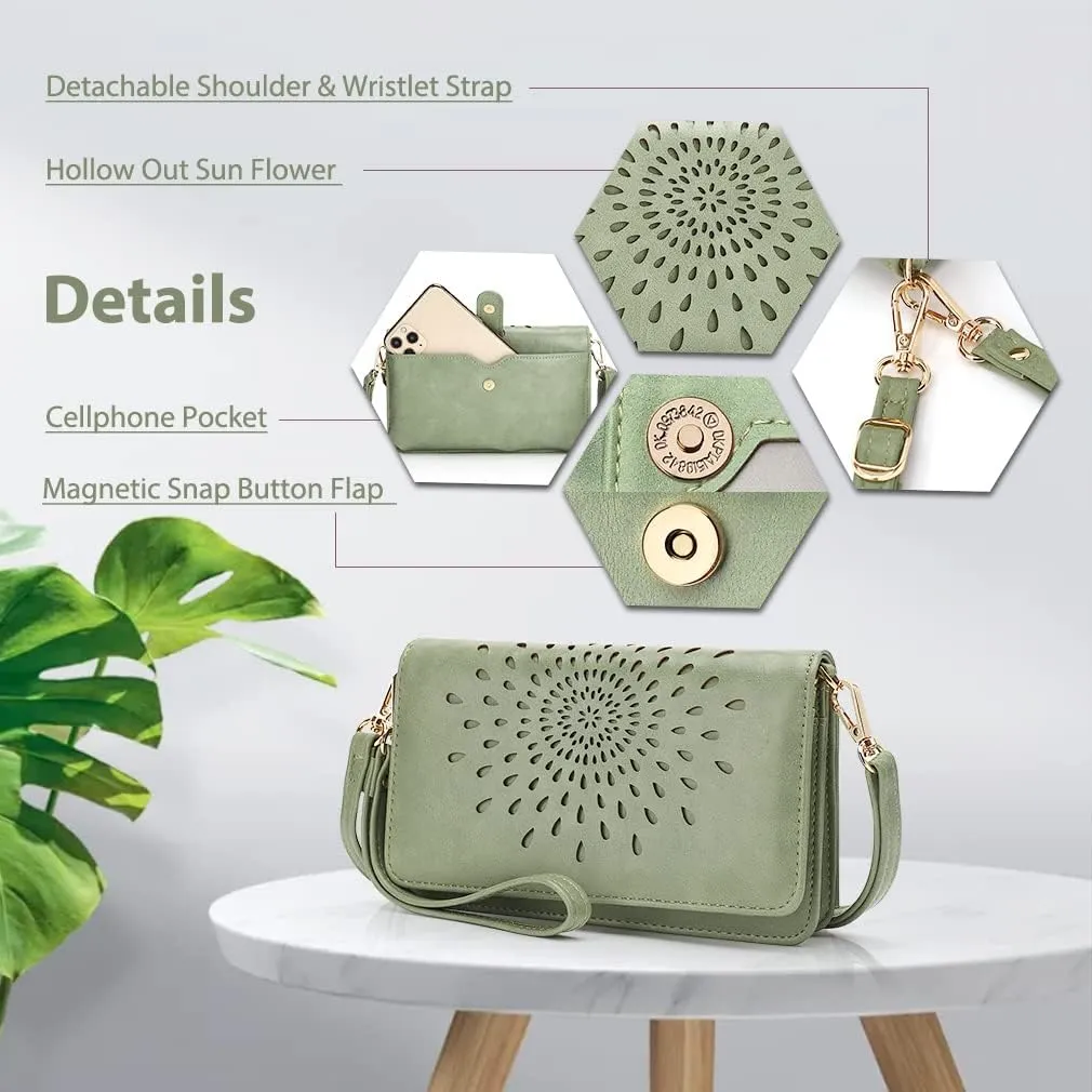APHISON Crossbody Bags For Women,Wristlet Wallet Phone Purse Shoulder handbags Multi-Function Small RFID Clutch Card Holder