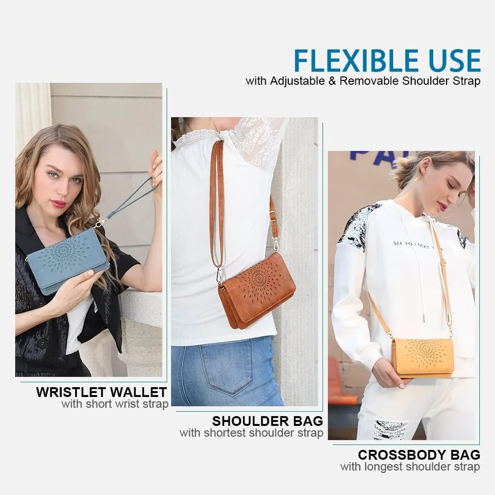 APHISON Crossbody Bags For Women,Wristlet Wallet Phone Purse Shoulder handbags Multi-Function Small RFID Clutch Card Holder