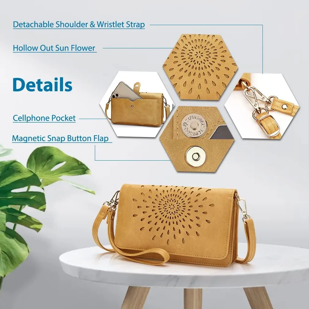 APHISON Crossbody Bags For Women,Wristlet Wallet Phone Purse Shoulder handbags Multi-Function Small RFID Clutch Card Holder