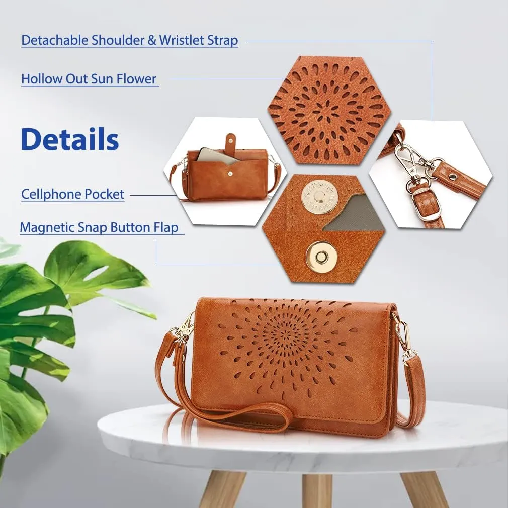 APHISON Crossbody Bags For Women,Wristlet Wallet Phone Purse Shoulder handbags Multi-Function Small RFID Clutch Card Holder