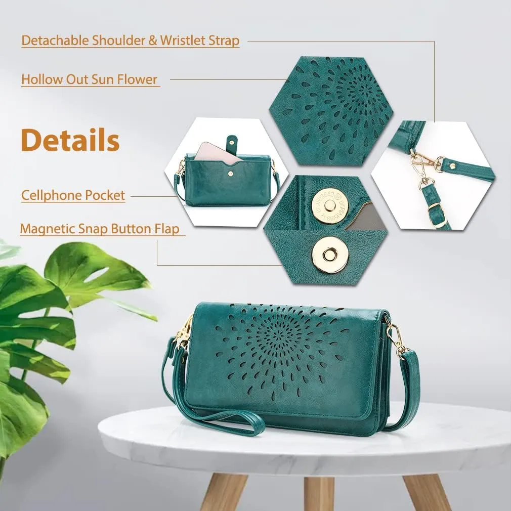 APHISON Crossbody Bags For Women,Wristlet Wallet Phone Purse Shoulder handbags Multi-Function Small RFID Clutch Card Holder