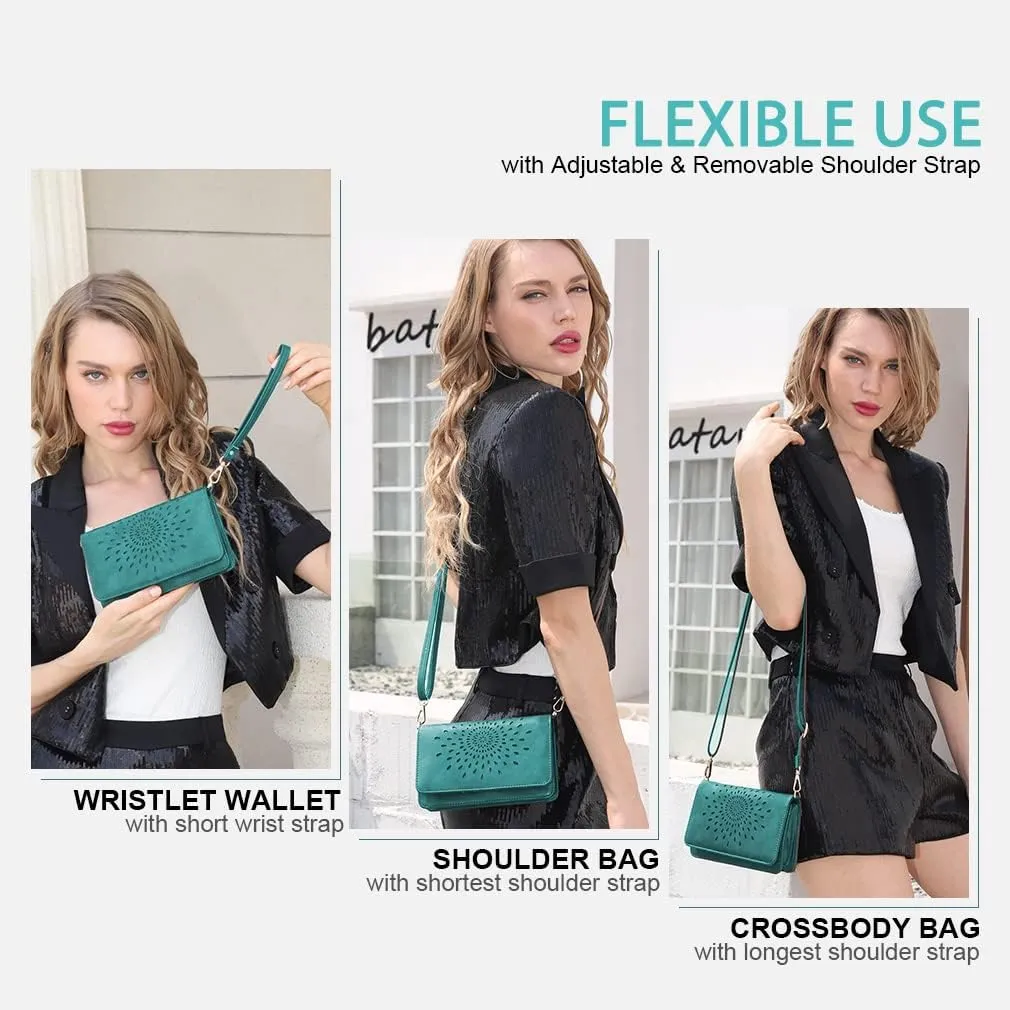 APHISON Crossbody Bags For Women,Wristlet Wallet Phone Purse Shoulder handbags Multi-Function Small RFID Clutch Card Holder