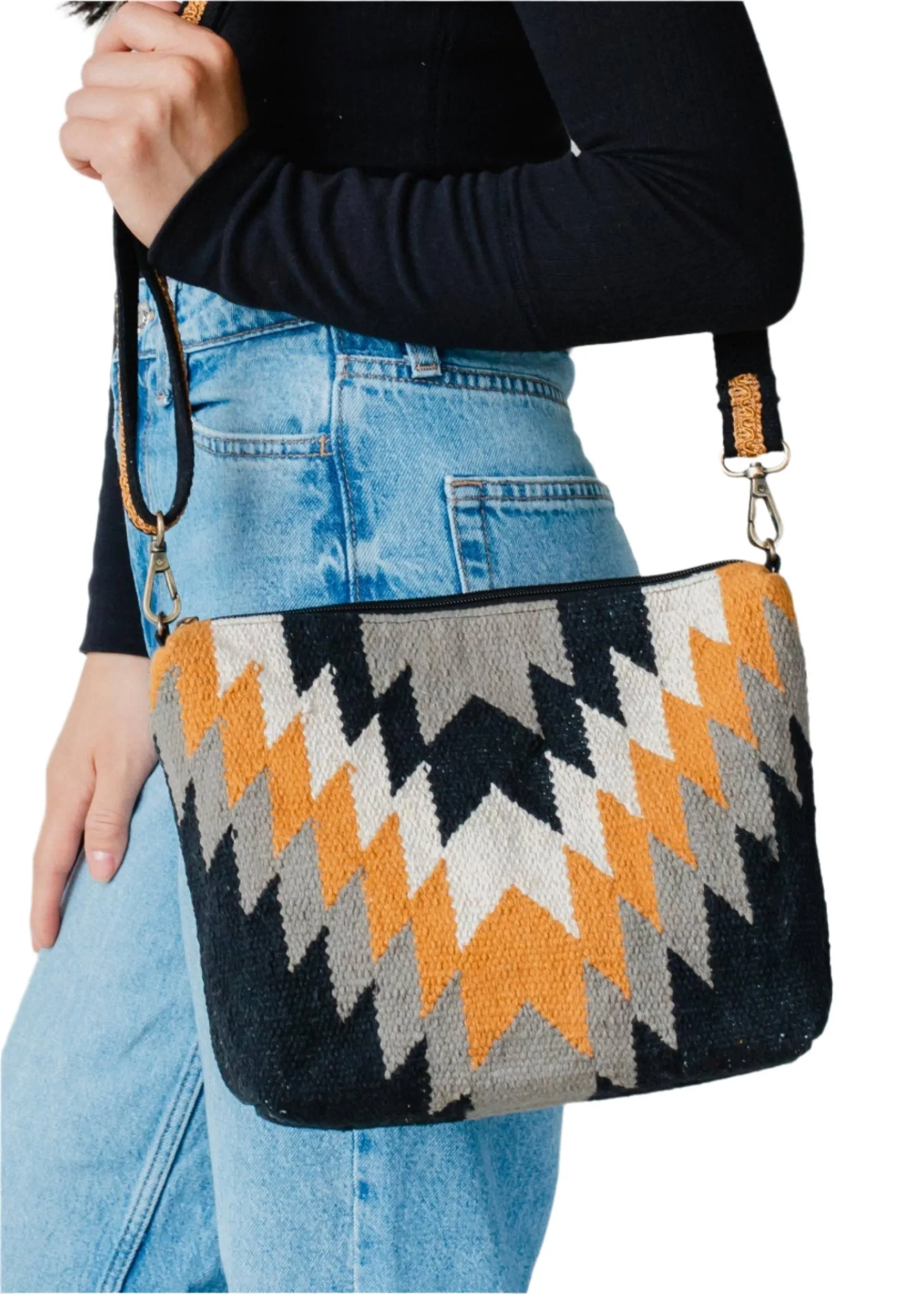 Artisanal Crossbody: Grey   Mustard