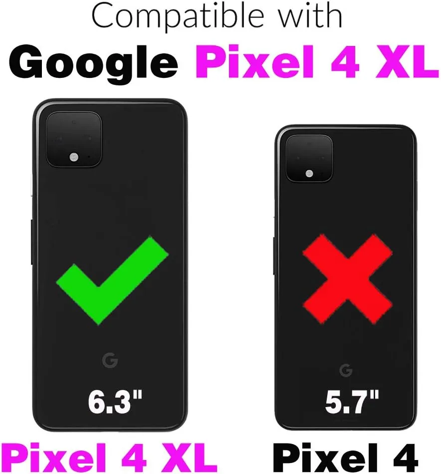 Asuwish Phone Case for Google Pixel 4 XL Zipper Wallet Magnetic Detachable Cell Cover with Tempered Glass Screen Protector Crossbody Strap Flower Card Holder Pixle 4XL Pixel4XL 4LX LX Women Girls Gray
