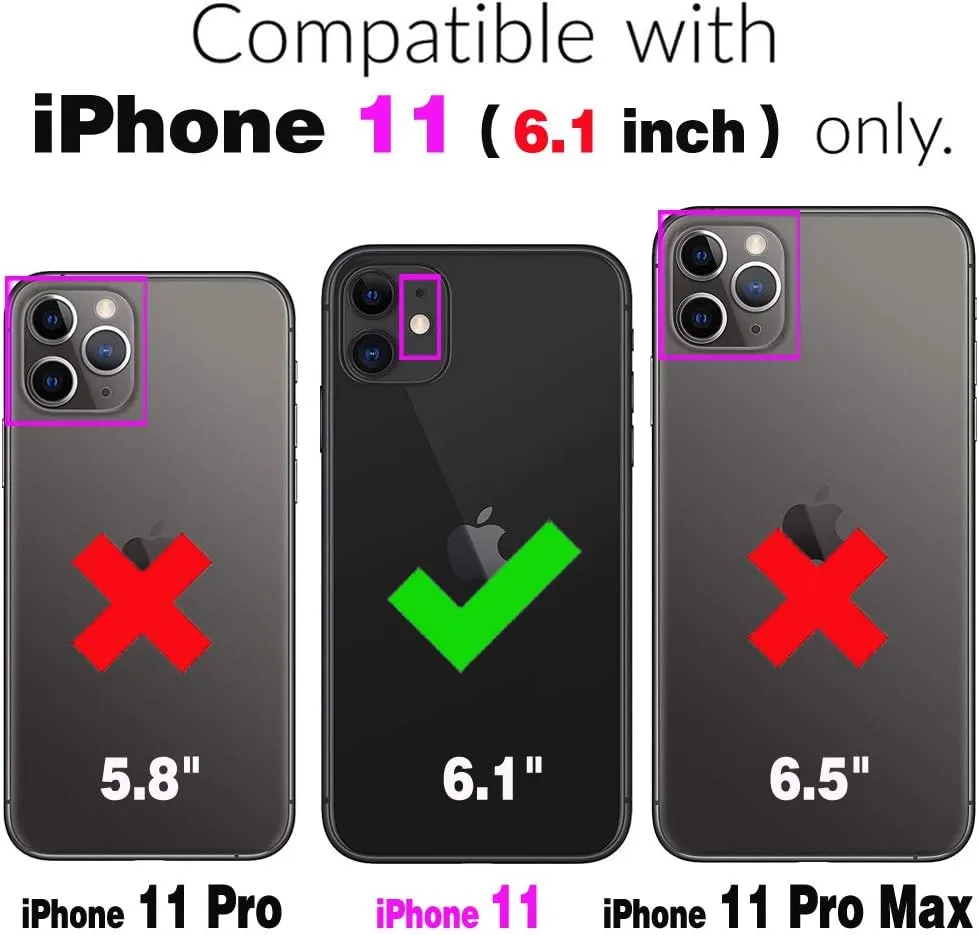 Asuwish Phone Case for iPhone 11 6.1 Zipper Wallet Detachable Cell Cover with Tempered Glass Screen Protector Crossbody Strap Flower Card Holder iphone11case iPhone11 i Phone11 11s XI 11R Women Gray