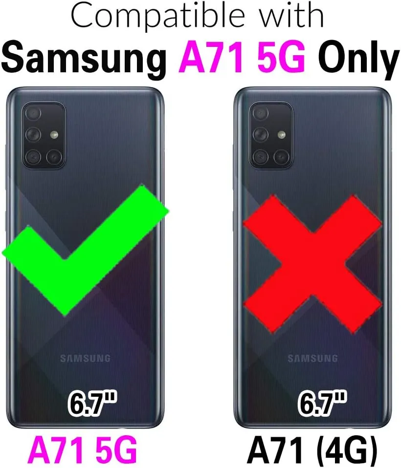 Asuwish Phone Case for Samsung Galaxy A71 5G Zipper Wallet Magnetic Detachable Cell Cover with Tempered Glass Screen Protector Crossbody Strap Flower Card Holder Slot A 71 G5 71A S71 Women Girls Blue