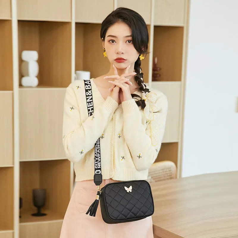 Attractive Women's Rhombus Tassel Fashion Bowknot Crossbody Bags