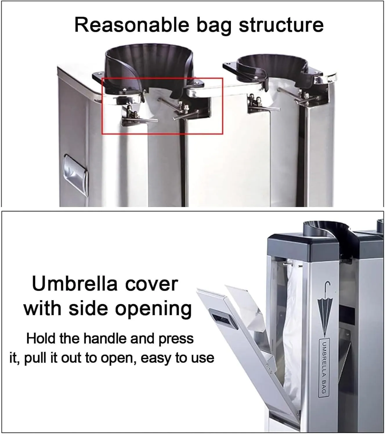 Automatic Wet Umbrella Wrapper Machine with Wheels Stainless Steel Holder Stand Double Slots Includes 600 Short and 600 Long Bags,ChampagneGold