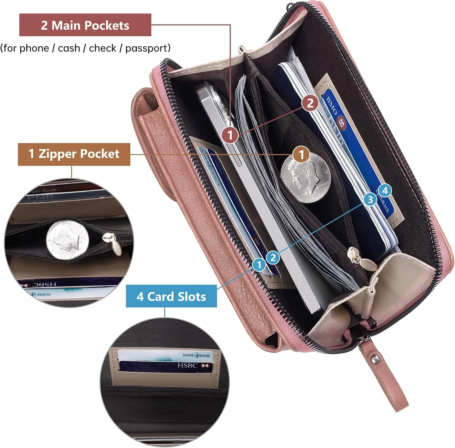 Badiya Small Crossbody Bag for Women, Cell Phone Purse Wallet, Vintage Shoulder Handbags with Credit Card Slots