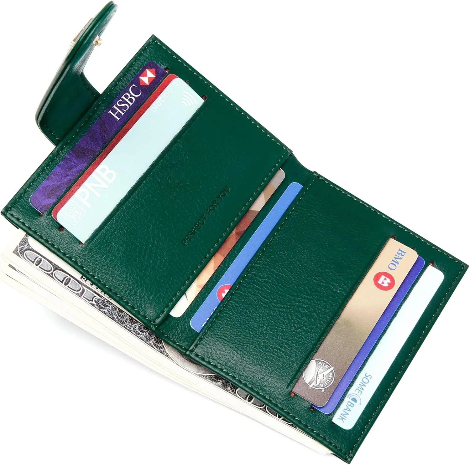 Badiya Small Wallets for Women Bifold Multi Card Case Wallet Slim Credit Card Holder with Zipper Coin Purse