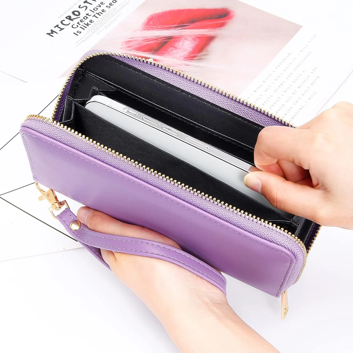 Badiya Womens Wallet Credit Card Holder RFlD Blocking Leather Zip Around Wallets Large Capacity Wristlet
