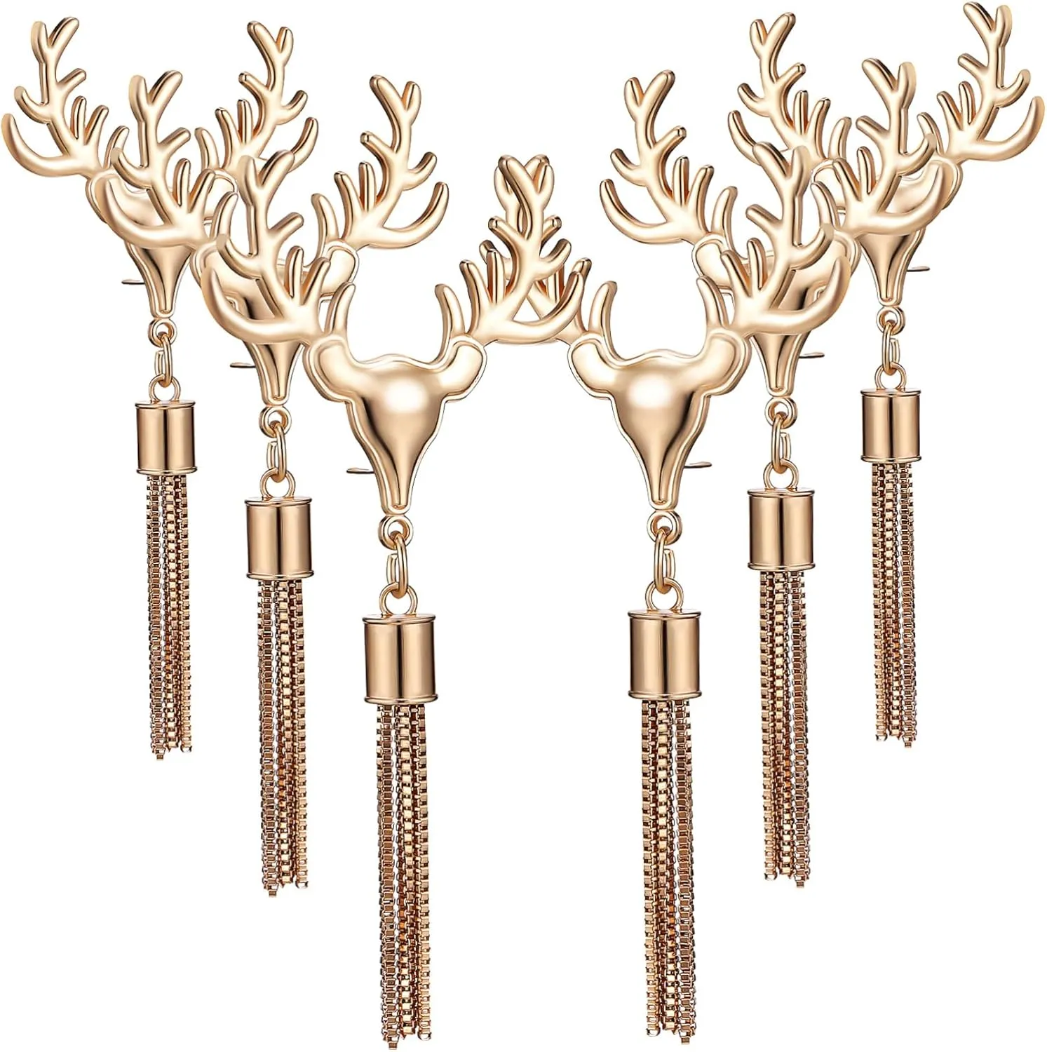 Bag Tassel Buckles Set 6pcs Metal Tassel Pendant for Handbags Deer Clasp Buckles