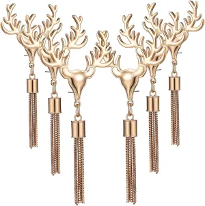 Bag Tassel Buckles Set 6pcs Metal Tassel Pendant for Handbags Deer Clasp Buckles